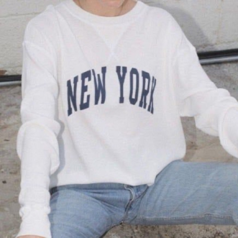 New York White Brandy Melville Long Sleeve